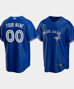 Men's Toronto Blue Jays 00 Custom Royal Alternate Jersey - Robokeg