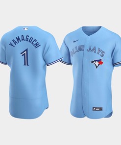 Men's Toronto Blue Jays 1 Shun Yamaguchi Powder Blue Alternate Jersey - Robokeg