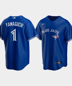 Men's Toronto Blue Jays 1 Shun Yamaguchi Royal Alternate Jersey - Robokeg