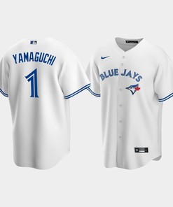 Men's Toronto Blue Jays 1 Shun Yamaguchi White Home Jersey - Robokeg