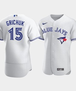 Men's Toronto Blue Jays 15 Randal Grichuk White Jersey - Robokeg