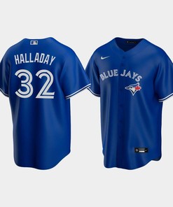 Men's Toronto Blue Jays 32 Roy Halladay Royal Alternate Jersey - Robokeg