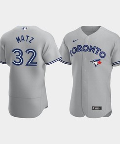 Men's Toronto Blue Jays 32 Steven Matz Gray Road Jersey - Robokeg