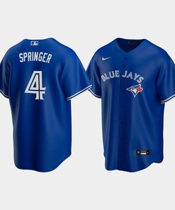 Men's Toronto Blue Jays 4 George Springer Royal Alternate Jersey - Robokeg