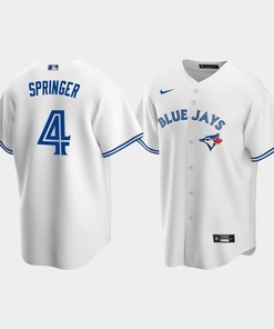 Men's Toronto Blue Jays 4 George Springer White Home Jersey - Robokeg