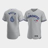 Men's Toronto Blue Jays 6 Austin Martin Gray Road Jersey - Robokeg