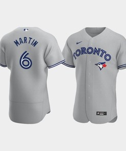 Men's Toronto Blue Jays 6 Austin Martin Gray Road Jersey - Robokeg