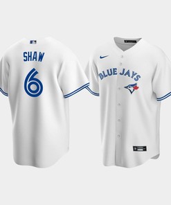 Men's Toronto Blue Jays 6 Travis Shaw White Home Jersey - Robokeg