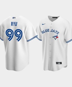 Men's Toronto Blue Jays 99 Hyun-Jin Ryu White Home Jersey - Robokeg