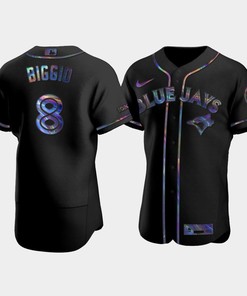 Men's Toronto Blue Jays Cavan Biggio 8 Black Golden Edition Holographic Jersey - Robokeg