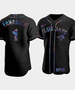 Men's Toronto Blue Jays Shun Yamaguchi 1 Black Golden Edition Holographic Jersey - Robokeg
