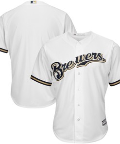 Men's White Milwaukee Brewers Official Cool Base Jersey - Robokeg