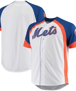 Men's White/Royal New York Mets Big & Tall Color Block Team Jersey - Robokeg