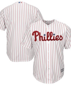 Men's White/Scarlet Philadelphia Phillies Home Official Cool Base Team Jersey - Robokeg