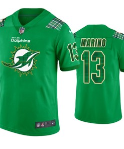 Miami Dolphins #13 Dan Marino Jersey St. Patricks Day Kelly Green Lucky - Men - Robokeg