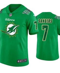 Miami Dolphins #7 Jason Sanders Jersey St. Patricks Day Kelly Green Lucky - Men - Robokeg