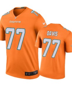 Miami Dolphins #77 Jesse Davis Nike Color Rush Orange Jersey - Robokeg