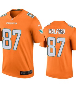 Miami Dolphins Clive Walford Orange Color Rush Legend Jersey - Robokeg
