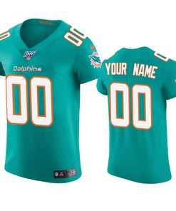 Miami Dolphins Custom Aqua 100th Season Vapor Elite Jersey - Robokeg