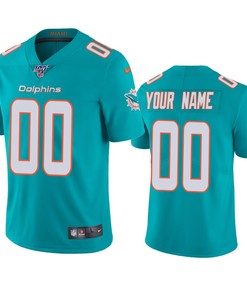 Miami Dolphins Custom Aqua 100th Season Vapor Limited Jersey - Robokeg