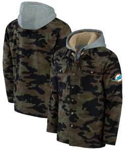 Miami Dolphins Nfl X Darius Rucker Collection By Canvas Full-zip Hoodie - Camo - Robokeg