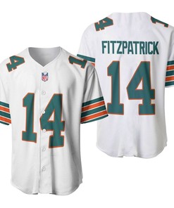 Miami Dolphins Ryan Fitzpatrick #14 Nfl American Football White 2019 Alternate Game 3d Designed Allover Custom Gift For Dolphins Fans Baseball Jersey - Robokeg