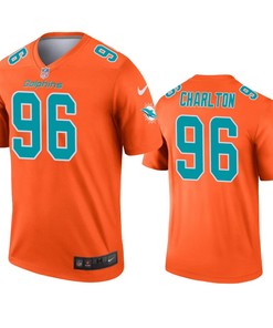 Miami Dolphins Taco Charlton Orange Inverted Legend Jersey - Robokeg