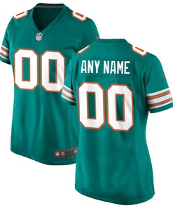 Miami Dolphins Womens Alternate Custom Game Jersey - Aqua Custom Jerseys Nfl - Robokeg