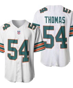 Miami Dolphins Zach Thomas #54 Nfl American Football White 2019 Alternate Game 3d Designed Allover Custom Gift For Dolphins Fans Baseball Jersey - Robokeg