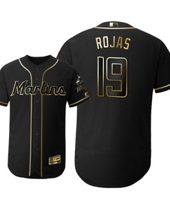 Miami Marlins #19 Miguel Rojas Mlb 2019 Golden Brandedition Black Jersey Gift For Marlins Fans - Robokeg
