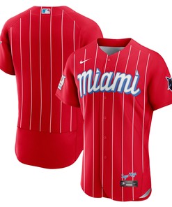 Miami Marlins 2021 City Connect Authentic Jersey - Red Mlb - Robokeg