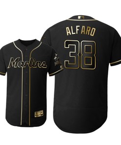 Miami Marlins #38 Jorge Alfaro Mlb 2019 Golden Brandedition Black Jersey Gift For Marlins Fans - Robokeg