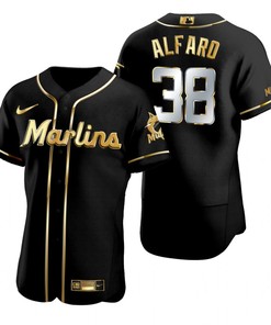Miami Marlins #38 Jorge Alfaro Mlb Golden Brandedition Black Jersey Gift For Marlins Fans - Robokeg