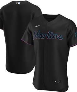 Miami Marlins Alternate Authentic Team Jersey Black Mlb - Robokeg