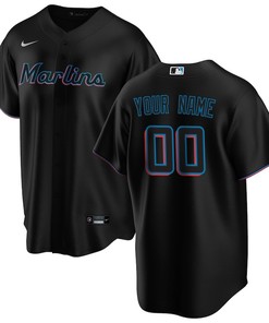 Miami Marlins Alternate Custom Men Jersey - Black - Robokeg