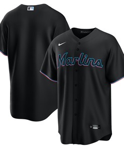 Miami Marlins Alternate Replica Team Jersey Black Mlb - Robokeg