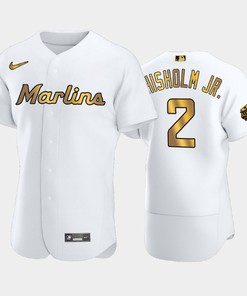 Miami Marlins Jazz Chisholm Jr. 2 White Gold 2022-23 All-Star Game Jersey - Robokeg