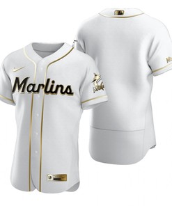 Miami Marlins Mlb Golden Brandedition White Jersey Gift For Marlins Fans - Robokeg
