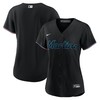 Miami Marlins Womens Alternate Replica Team Jersey Black Mlb - Robokeg