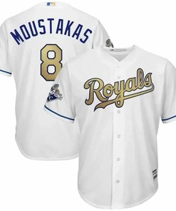 Mike Moustakas Kansas City Royals 2015 World Series Champions Gold Program Cool Base Player Jersey - White - Robokeg