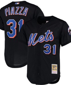 Mike Piazza 31 New York Mets Mitchell & Ness Mesh Batting Practice Jersey - Black - Robokeg