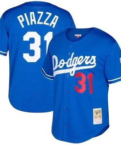 Mike Piazza Los Angeles Dodgers Mitchell And Ness Big And Tall Cooperstown Collection Mesh Button-up Jersey- Royal - Robokeg