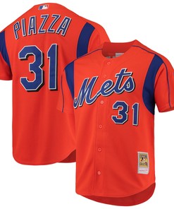 Mike Piazza New York Mets Mitchell & Ness Cooperstown Collection Mesh Batting Practice Jersey - Orange Mlb - Robokeg