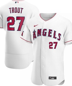 Mike Trout Los Angeles Angels Home Authentic Player Jersey White Mlb Ver 1 - Robokeg