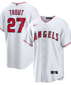 Mike Trout Los Angeles Angels Home Replica Player Name Jersey White Mlb - Robokeg