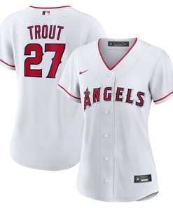 Mike Trout Los Angeles Angels Womens Home Replica Player Jersey White Mlb - Robokeg