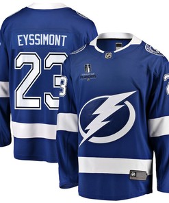 Mikey Eyssimont 23 Tampa Bay Lightning Stanley Cup 2023 Playoffs Patch Home Breakaway Men Jersey - Blue - Robokeg