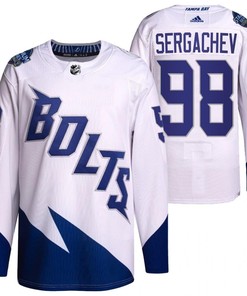 Mikhail Sergachev 2022 Stadium Series Lightning 98 White Primegreen Jersey Jersey - Robokeg