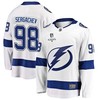Mikhail Sergachev 98 Tampa Bay Lightning Stanley Cup 2023 Playoffs Patch Away Breakaway Men Jersey - White - Robokeg
