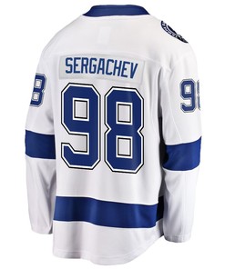 Mikhail Sergachev 98 Tampa Bay Lightning Stanley Cup 2023 Playoffs Patch Away Breakaway Men Jersey - White - Robokeg
